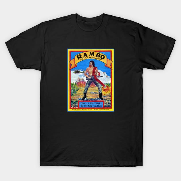 RAMBO Retro Poster T-Shirt by Cabezon